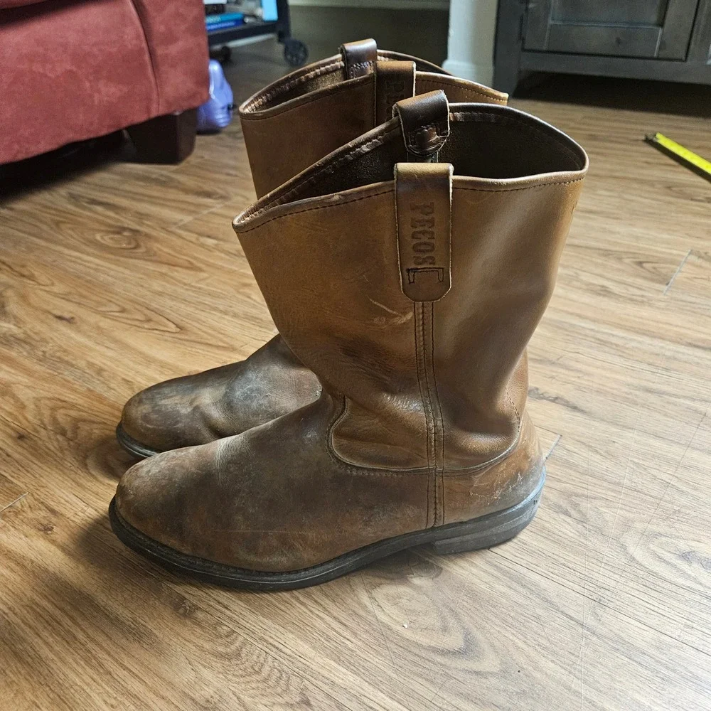 Red Wing Pecos 2231 Brown Leather Steel Toe Work Boots Mens 12 B Vibram Sole USA
